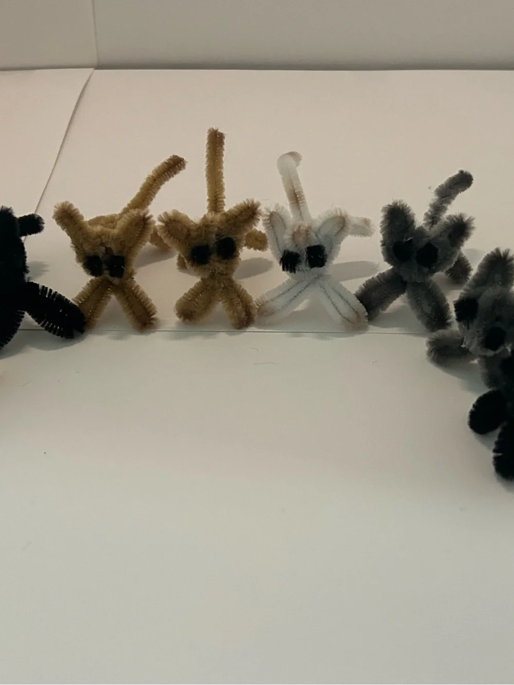 Plush Pipe Cleaner Small cats - Gray, Cream, Tan - 10 pack